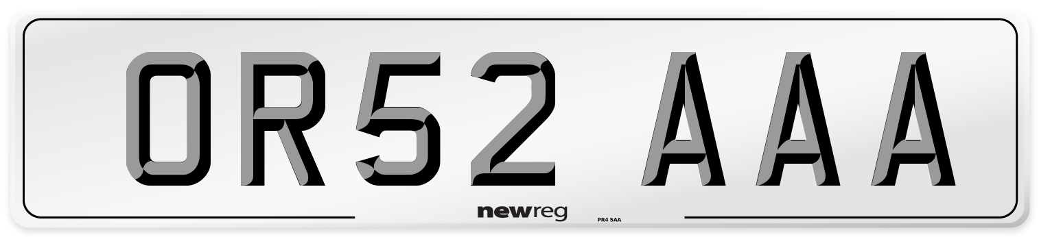 OR52 AAA Number Plate from New Reg